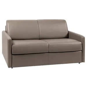 VENTE-UNIQUE Canapé 2 places convertible express en simili taupe avec assise mémoire de forme - Couchage 120 cm - Matelas 22 cm mémoire de forme pas cher