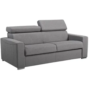VENTE-UNIQUE Canapé 3 places convertible express en tissu gris - couchage 140 cm - Matelas 22 cm mémoire de forme et assise mémoire de forme pas cher