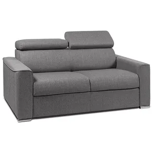 VENTE-UNIQUE Canapé 2 places convertible express en tissu gris assise mémoire de forme - Couchage 120 cm - Matelas 22 cm mémoire de forme VIZIR pas cher