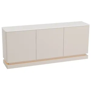 Buffet 3 portes avec LEDs en MDF - Beige et effet marbre blanc - DEVIKA de Pascal MORABITO pas cher