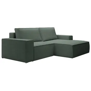 VENTE-UNIQUE Petit canapé dangle droit convertible en velours côtelé vert sapin AMELIA pas cher