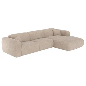 VENTE-UNIQUE Grand canapé dangle droit convertible express en velours côtelé fines côtes beige POGNI pas cher