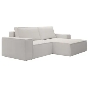 VENTE-UNIQUE Petit canapé dangle droit convertible en velours côtelé beige AMELIA pas cher