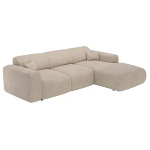 VENTE-UNIQUE Grand canapé dangle droit convertible en tissu côtelé fines côtes beige POGNI de Maison Céphy pas cher