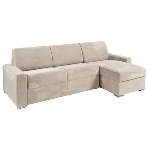 VENTE-UNIQUE Canapé dangle réversible convertible express en velours côtelé beige - Couchage 160 cm - Matelas 18 cm - CALITO pas cher