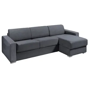 VENTE-UNIQUE Canapé dangle réversible convertible express en tissu gris anthracite - Couchage lattes larges 160 cm - Matelas 22 cm avec mémoire pas cher