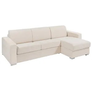 VENTE-UNIQUE Canapé dangle réversible convertible express en tissu texturé beige - Couchage lattes larges 140 cm - Matelas 18 cm - CALITO pas cher