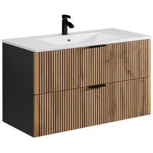 VENTE-UNIQUE Meuble de salle de bain suspendu avec vasque à encastrer ...