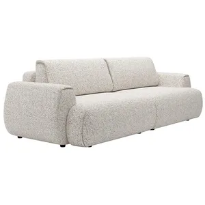 VENTE-UNIQUE Canapé 4 places convertible en tissu texturé gris clair MONELIA pas cher