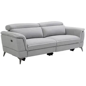 VENTE-UNIQUE Canapé 3 places relax électrique en tissu gris MACARI pas cher