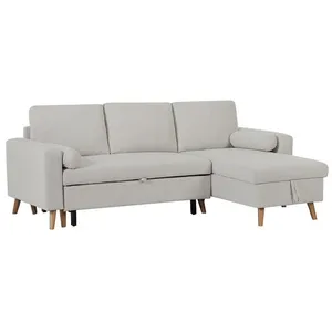 VENTE-UNIQUE Canapé dangle convertible et réversible en tissu beige avec coffre de rangement KORI pas cher