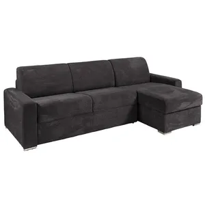 VENTE-UNIQUE Canapé dangle réversible convertible express en velours côtelé gris - Couchage lattes larges 160 cm - Matelas 18 cm - CALITO pas cher