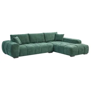 VENTE-UNIQUE Canapé dangle droit en tissu texturé vert BERENIA pas cher
