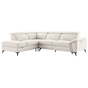 VENTE-UNIQUE Canapé dangle gauche relax électrique en tissu chiné beige CADILO pas cher