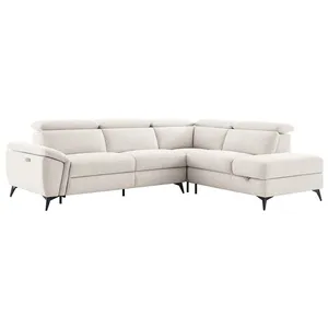 VENTE-UNIQUE Canapé dangle droit relax électrique en tissu chiné beige CADILO pas cher