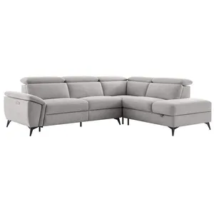VENTE-UNIQUE Canapé dangle droit relax électrique en tissu chiné gris clair CADILO pas cher
