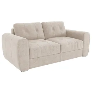 VENTE-UNIQUE Canapé 3 places convertible express en tissu beige - Couchage 140 cm - Matelas 22 cm BOLIPO pas cher