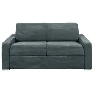 VENTE-UNIQUE Canapé 3 places convertible express en velours côtelé gris anthracite - Couchage lattes larges 140 cm - Matelas 14 cm CALITO pas cher