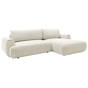 VENTE-UNIQUE Canapé d'angle droit convertible en tissu texturé beige MONELIA pas cher