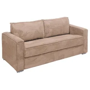 VENTE-UNIQUE Canapé 4 places convertible express en velours côtelé taupe - Couchage 160 cm - Matelas 22 cm LORETO pas cher