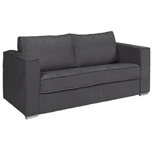 VENTE-UNIQUE Canapé 3 places convertible express en tissu texturé bleu pétrole - Couchage à lattes larges 140 cm - Matelas 18 cm LORETO pas cher