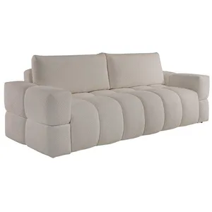 VENTE-UNIQUE Canapé 3 places convertible en tissu bouclette beige ISSORO II pas cher
