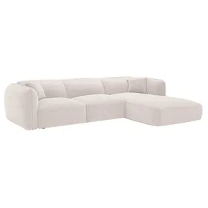 VENTE-UNIQUE Canapé d'angle droit en tissu beige CAMILIO de Maison Céphy pas cher
