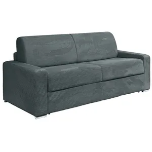Vente-unique Canapé 4 places convertible express en velours côtelé gris - Couchage 160 cm - Matelas 18 cm - CALITO pas cher