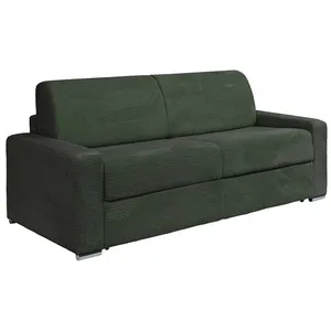 VENTE-UNIQUE Canapé 4 places convertible express en velours côtelé vert - Couchage 160 cm - Matelas 22 cm - CALITO pas cher