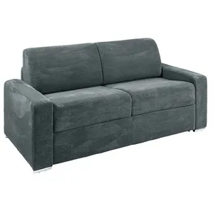 VENTE-UNIQUE Canapé 3 places convertible express en velours côtelé gris anthracite - Couchage 140 cm - Matelas 22 cm - CALITO pas cher