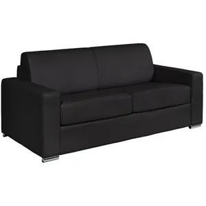 VENTE-UNIQUE Canapé 3 places convertible express cuir de buffle noir - Couchage 140 cm - Matelas 18 cm - CALITO pas cher