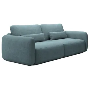 VENTE-UNIQUE Canapé 3 places convertible en tissu texturé bleu VOPOZA pas cher