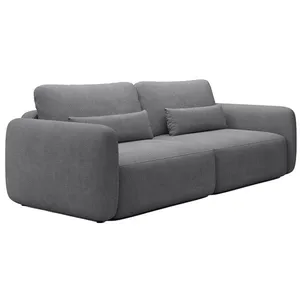 VENTE-UNIQUE Canapé 3 places convertible en tissu texturé gris VOPOZA pas cher