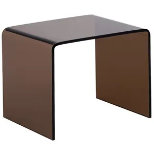 VENTE-UNIQUE Table de chevet - Verre trempé courbé - Brun - SUZANA pas cher