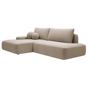 VENTE-UNIQUE Canapé d'angle gauche ouvert convertible en tissu texturé taupe DAVISO pas cher