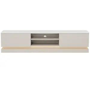 Meuble TV 2 tiroirs et 2 niches avec LEDs en MDF - Beige et effet marb...Vendu parcdiscount