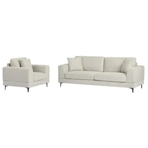 VENTE-UNIQUE Canapé 3 places et fauteuil en tissu texturé beige JAMOLO pas cher