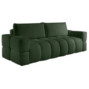 VENTE-UNIQUE Canapé 3 places convertible en tissu bouclette vert ISSORO II pas cher