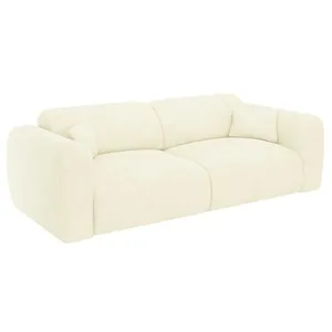 VENTE-UNIQUE Canapé 4 places convertible en tissu texturé blanc cassé POGNI de Maison Céphy pas cher