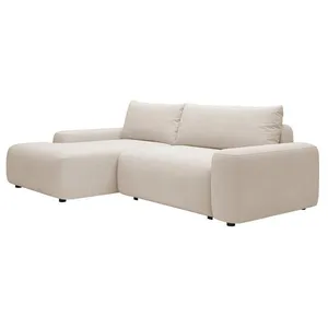 VENTE-UNIQUE Canapé d'angle gauche convertible en tissu texturé beige DAVISO pas cher