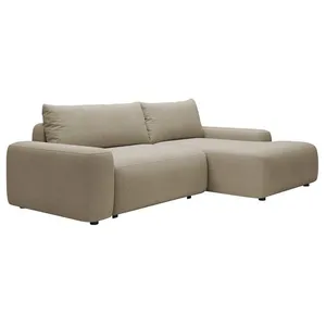 VENTE-UNIQUE Canapé d'angle droit convertible en tissu texturé taupe DAVISO pas cher