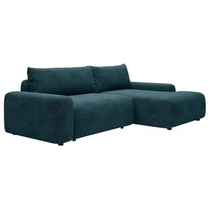 VENTE-UNIQUE Canapé d'angle droit convertible en tissu texturé bleu DAVISO pas cher