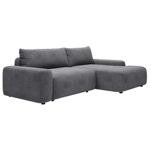 VENTE-UNIQUE Canapé dangle droit convertible en tissu texturé gris DAVISO pas cher