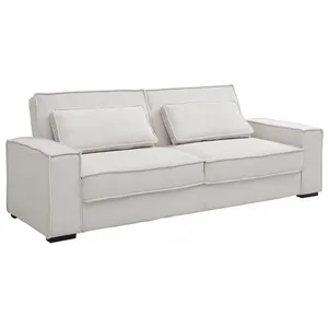 VENTE-UNIQUE Canapé 3 places convertible en velours côtelé beige FINORO pas cher