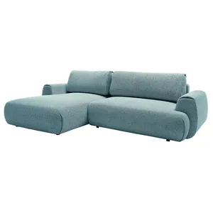 VENTE-UNIQUE Canapé d'angle gauche convertible en tissu texturé bleu MONELIA pas cher