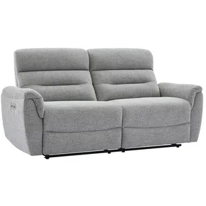 VENTE-UNIQUE Canapé 3 places relax électrique en tissu texturé gris BREVIO pas cher