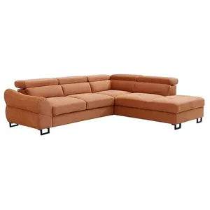 VENTE-UNIQUE Canapé dangle droit convertible en tissu texturé terracotta VAVERDO pas cher