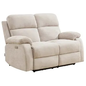 VENTE-UNIQUE Canapé 2 places relax électrique massant en tissu chenille beige KOCENI pas cher
