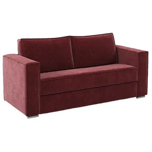 VENTE-UNIQUE Canapé 3 places convertible express en tissu chenille bordeaux - Couchage à lattes larges  140 cm - Matelas 22 cm avec mémoire de fo pas cher