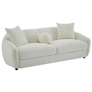 VENTE-UNIQUE Canapé 3 places en tissu texturé ivoire NAFEKI pas cher
